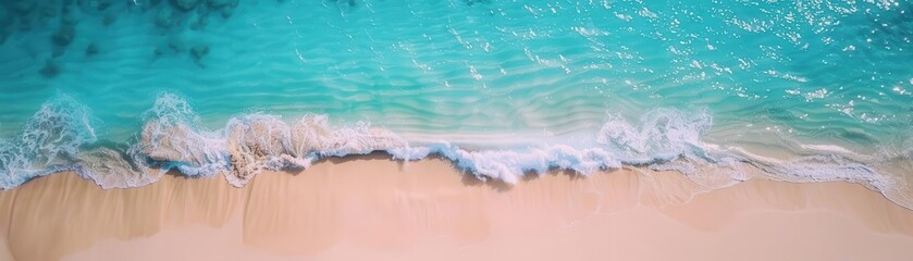 Breathtaking drone footage of a tropical beach with turquoise waters, aerial perspective, crystalclear clarity, 4K resolution