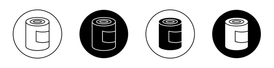 Canned Food Icon Set Metal can for food storage vector symbol. Aluminum container for preserved meats and fish.