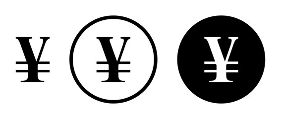 Japanese yen icon set. Yen symbol vector. Japan currency pictogram.