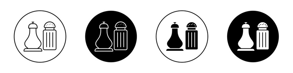 Salt and pepper icon set. Shaker bottles vector symbol. Cooking seasoning sign.