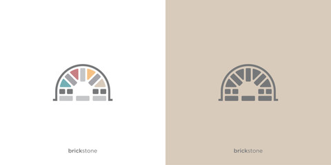 Keystone Logo Design. Luxury Stone Brick with Minimalist Style. 