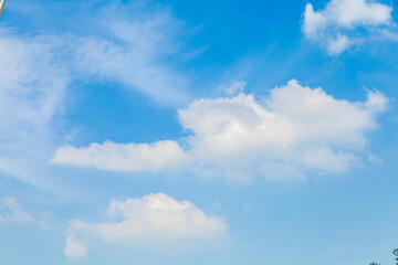 Summer blue sky cloud gradient light white background. Gloomy vivid cyan landscape in environment day horizon skyline view