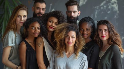 Obraz premium Group of 9 Beautiful People in Front of Background - High Quality Professional Photoshoot