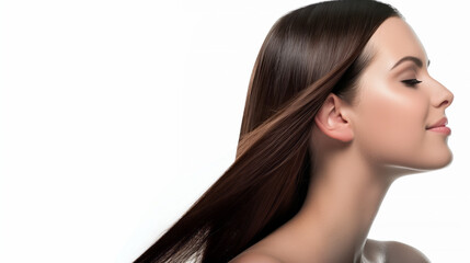 Obraz premium A stunning woman with glossy hair