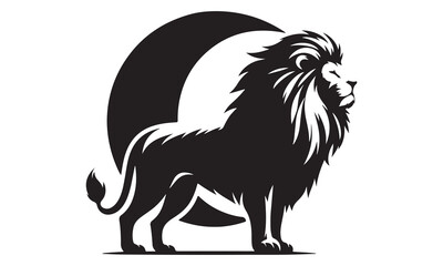 Vector silhouette of a lion with a minimalist logo design