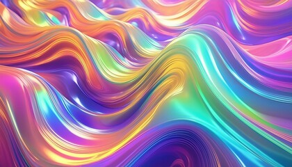 Fototapeta premium Abstract rainbow neon color wavy holographic background surface