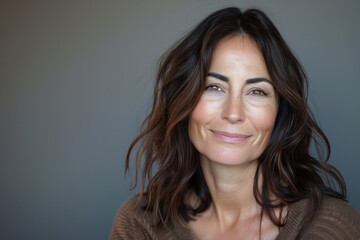 Naklejka premium A close up portrait of a woman with a subtle smile