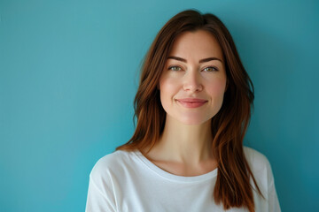 Fototapeta premium A close up portrait of a woman with a subtle smile