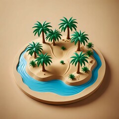 Fototapeta premium Cute 3D Desert Island