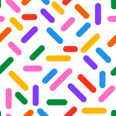Naive abstract shapes in doodle  style in multi colored.  Vector illustration seamless versatile colorful pattern.