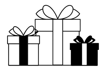 Christmas gifts outline vector illustration