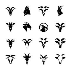 Goat Head logo icon design illustration