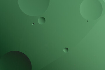 Abstract green background with dynamic circles of different sizes.