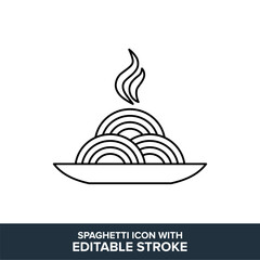 Spaghetti flat vector icon with editable stroke. Noodle line icon