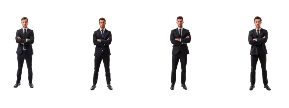 A businessman isolated on white transparent background, PNG File. Perfect for clipart