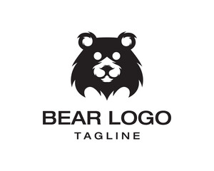 Bear head flat logo business corporation silhouette vector clip art stamp vintage animal mascot emblem isolated editable