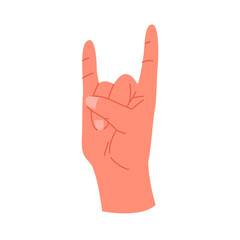 Hand with rock gesture. Human hand showing party sign cartoon vector illustration