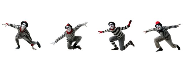 A mime isolated on white transparent background, PNG File. Perfect for clipart