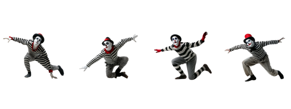 A mime isolated on white transparent background, PNG File. Perfect for clipart