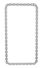 Elevate your art projects with this 3D render. Sharp-tipped metal chains form a sleek rectangular frame with rounded corners (transparent PNG background).