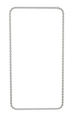 3D render showcases a modern encasement. Meticulously designed metal chains with sharp tips form a rectangular frame with rounded corners (transparent PNG background).