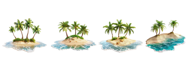 An island isolated on white transparent background, PNG File. Perfect for clipart