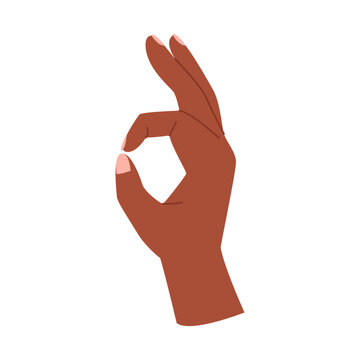 Hand showing okay gesture. Hand ok sign, nonverbal communication cartoon vector illustration