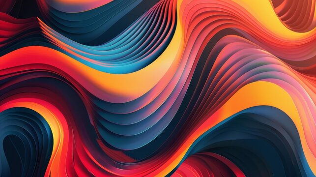 Fototapeta vibrant geometric shapes and dynamic lines on colorful wallpaper abstract background