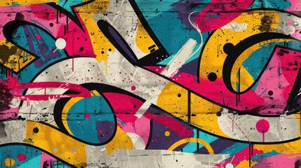 vibrant graffiti art seamless pattern on weathered concrete urban street style vector design