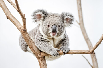 Koala Bear Hanging On Tree Branch