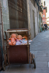 Bizarre old doll at the flea market
