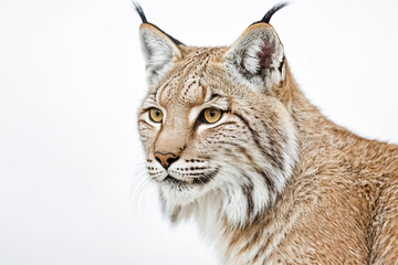 Obraz premium Close-up portrait of a lynx with a white background