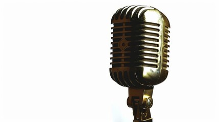 Fototapeta premium vintage wired microphone cutout isolated on white background retro music equipment photo