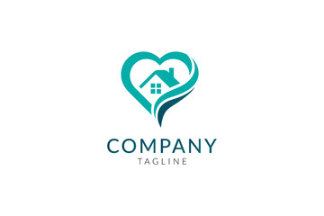 Heart house monogram modern logo