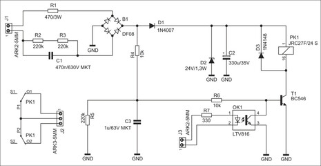 Schematic diagram of electronic device on sheet of paper.
Vector drawing electrical circuit with connector,
resistor, capacitor,transistor, diode, led, other components.
