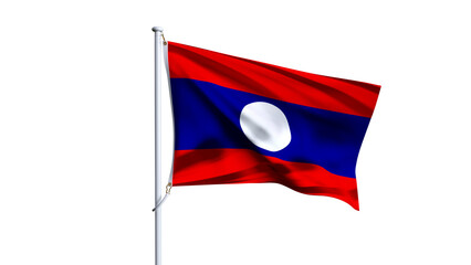 Waving flag of laos isolated on transparent background.