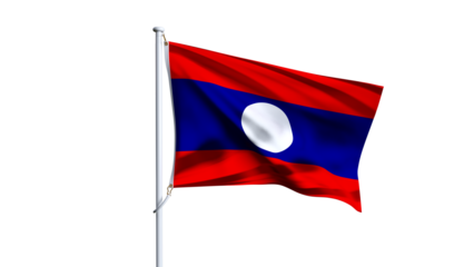 Waving flag of laos isolated on transparent background.