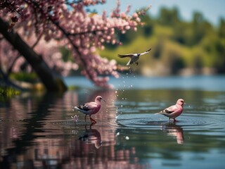 Obraz premium Blur background with selective photo of plum blossom, White flower