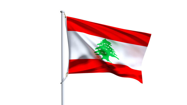 Waving flag of lebanon isolated on transparent background.