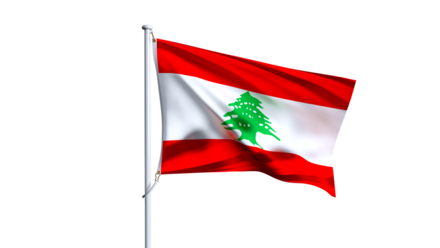 Waving flag of lebanon isolated on transparent background.