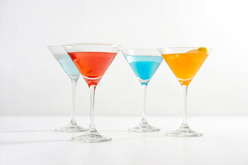 Colorful Cocktails in Martini Glasses