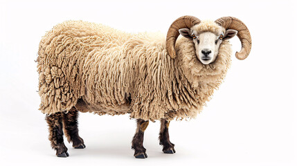 Fototapeta premium Sheep for mubarak holiday on white background isolated. It represents the tradition of animal sacrifice during the Muslim holiday of Eid al-Adha.