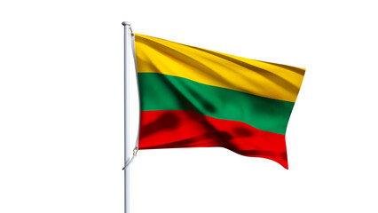 Fototapeta premium Waving flag of lithuania isolated on transparent background.