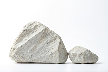 Two Gray Rocks on a White Background
