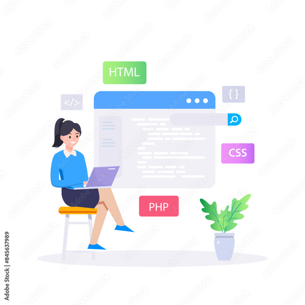 Wall mural web development modern flat design vector concept.