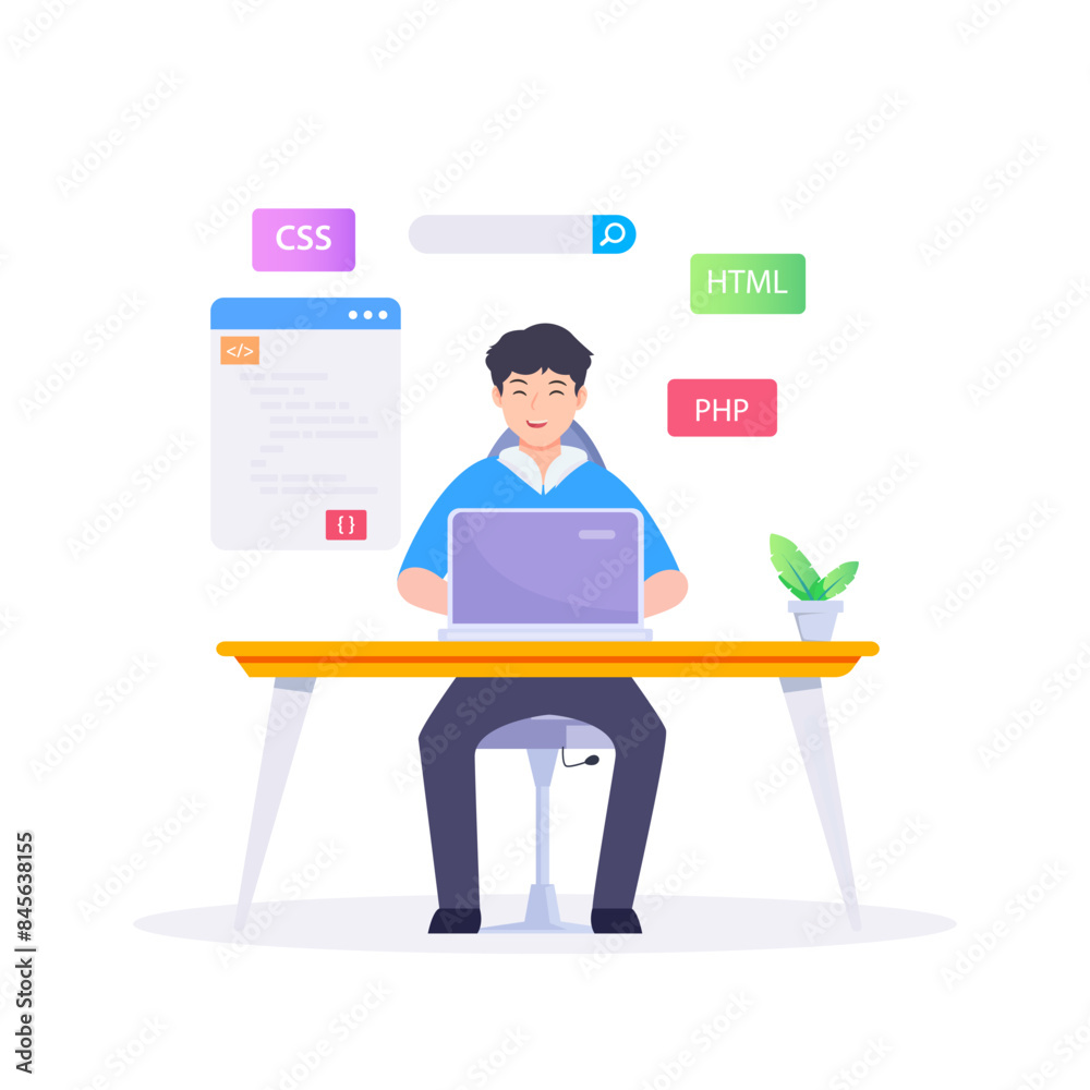 Wall mural web development modern flat design vector concept.