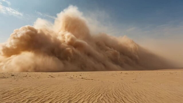 Dust sandstorm in desert due to drought