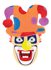 Isolated clown face. vector illustration