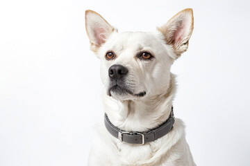 Obraz premium White Dog Portrait with Collar