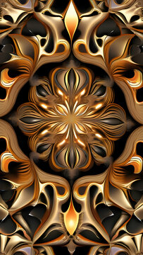 Abstract Gold Floral Shapes Design